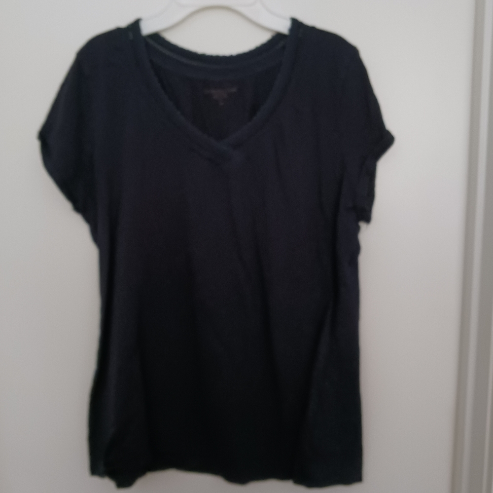 Coldwater Creek L/14 cotton navy fitted tee